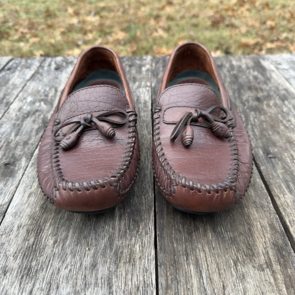 H.S. Trask Brown Leather Casual Boat Shoe Driving Loafer Moccasin Men's‎ 8 EUC